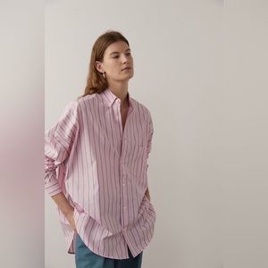 Pink and White Striped Button Down Size Small NWT